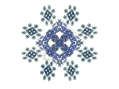 抽象分形蓝色和绿色模式白色渲染样本插图雪花单元装饰品背景图片