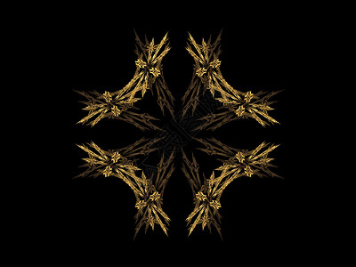与金色图案的抽象分形单元黑色插图金子星星样本渲染背景图片