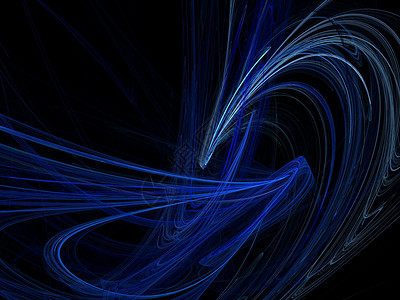 与蓝色曲线的抽象分形线条黑色环形渲染背景图片