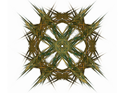 带有深绿色图案的抽象分形编织星星单元样本插图白色渲染背景图片