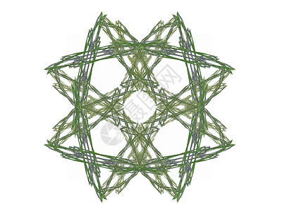 带有绿色图案的抽象分形插图白色星星渲染编织样本背景图片