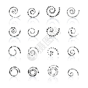 设置点状插图螺旋反射曲线镜子黑色运动绘画正方形网络漩涡背景图片