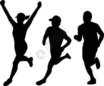 三项马拉松运动员剪影收藏集跑步艺术品身体素质运动员慢跑者建筑铁人行动女性女士插画