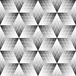 无缝的单色图案 蹩脚的几何形状平铺菱形风格装饰灰色立方体白色几何学艺术插图装饰品背景图片