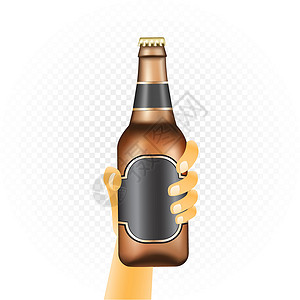 手头小啤酒瓶背景图片