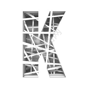 剪切字体字母 K3D 的纸张雕刻装饰品阴影元素风格线条创造力几何白色设计背景图片