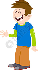 儿童男孩卡通人物童年插图设计平面微笑瞳孔青少年漫画孩子绘画背景图片