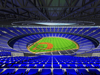 打点拥有蓝色座位和贵宾箱的大型美丽现代棒球场日光椅子沥青会场棒球游戏竞技场贵宾天空季后赛背景