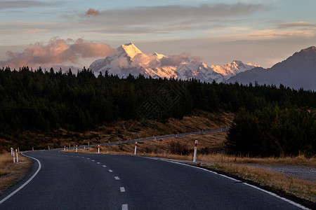 库克苏新西兰 库克群岛山冰川环境天空旅游风景公园顶峰背景
