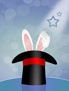 魔帽中的兔子耳朵展览插图帽子魔术师展示阴影背景图片