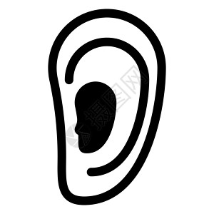 听到黑色图标器官倾听者援助商业声学噪音听觉波浪听力耳聋背景图片