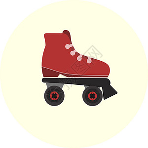 脚轮扁平的红色溜冰鞋 ico插画