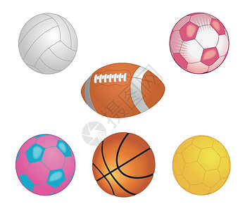 冰壶球不同的游戏球在大篮子里隔离在惠特地滚球篮子活动台球足球截击羽毛球插图工具石头插画
