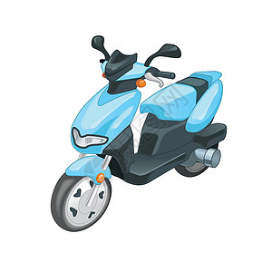 溜走孤立在白色背景上的蓝色滑板车摩托车 它制作图案矢量插画