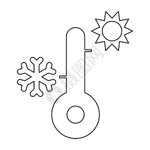 华氏度温度计黑色图标季节测量摄氏度太阳玻璃医疗卫生温度保健乐器插画