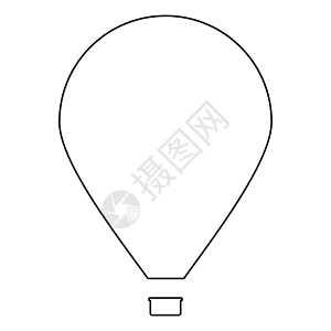 热气球简笔画热气球 黑色图标冒险运输飞艇气球呼吸篮子条纹旅行自由航班插画