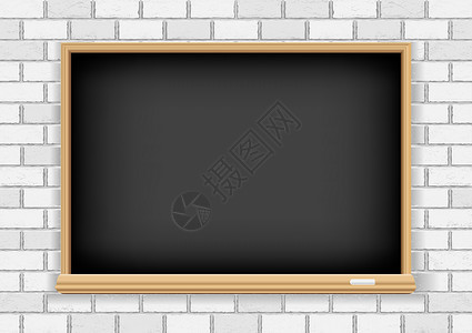 白砖墙纸白砖背景上的黑板插画