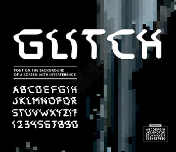 Glitch 字体 矢量插图背景图片