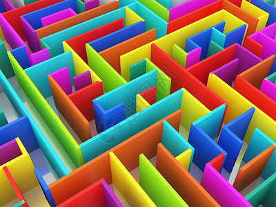 3D迷宫色彩多彩的无尽迷宫 3d 插图背景