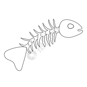 鱼骨架简单骨架鱼图插画