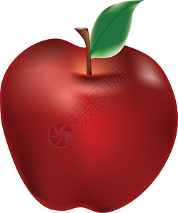 脆甜红苹果红苹果 有叶叶绿色水果植物白色叶子节食甜点饮食食物农业插画