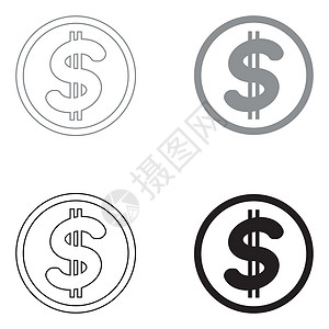 黑色和灰色套装图标的圆形中的美元背景图片