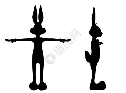 卡通兔子剪影背景图片