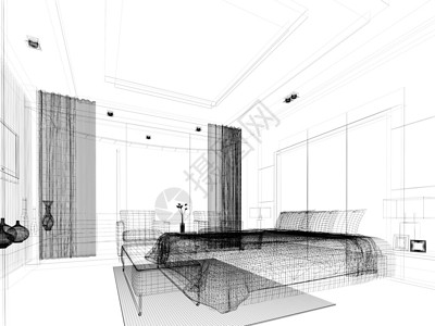 室内卧室的抽象素描设计印刷蓝图草图工程墙壁建筑学房子窗户奢华框架背景图片