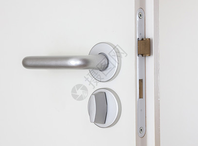 白色门 带铬房间合金安全入口房子内页财产门栓锁孔金属背景图片