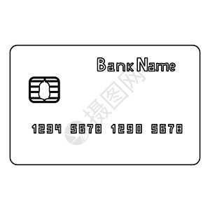 银行办理黑色图标是 Bank Card身份借方银行商业金融办理电子销售城市塑料设计图片
