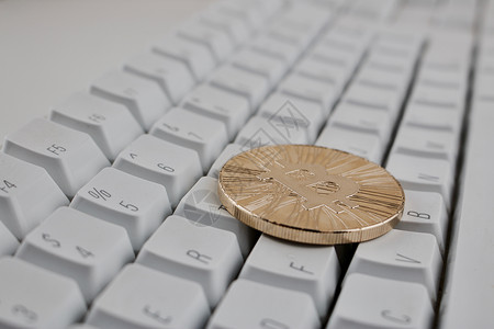 金比特币硬币金子电脑金融贸易现金虚拟键盘交换数字网上购物背景图片