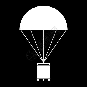 带有货物的降落伞是白色图标背景图片