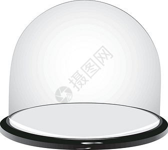 真空玻璃带塑料底座的玻璃显示圆顶插画