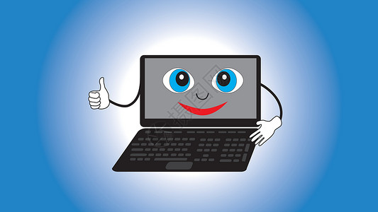 微笑动画笔记本电脑孤立梯度背景背景图片