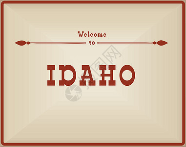 欢迎来到爱达荷州款式卡片艺术框架标签红色设计图片