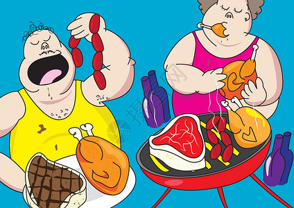 有趣的烧烤派对 猪出卡通背景图片