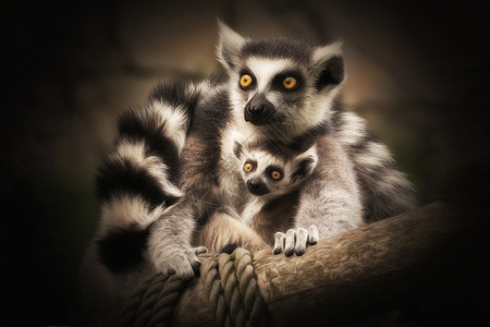 两只狐猴马达加斯加美丽的高清图片