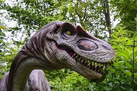 恐龙公园树木历史动物捕食者爬虫灭绝金属侏罗纪雕像背景图片