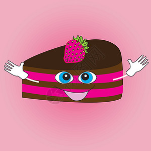 在粉红背景上微笑的蛋糕背景图片