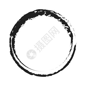 日式圆矢量黑色油漆刷圆描边 抽象日式手绘黑色墨水圆圈画笔边界书法横幅邮票插图刷子框架飞溅设计图片