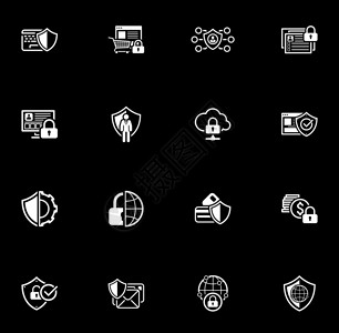 平面设计保护和安全图标集笔记本电脑标识全球插图技术密码挂锁互联网数据背景图片
