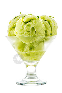 绿色冰淇淋甜瓜味冰淇淋盘子奶油木头宏观香草味道薄荷水果白色牛奶背景