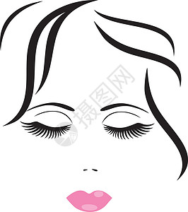 粉色女士头发发型假发矢量女人脸眼睛眉头口红女性白色鼻子奢华黑色化妆品女孩设计图片