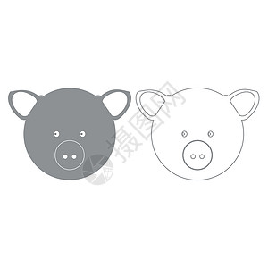 猪头灰色套装图标背景图片