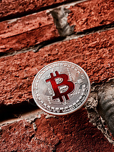 银比特币硬币红色现金数字棕色贸易交换白银货币商业背景图片