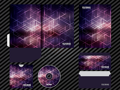 公司身份模板设计紫色商业文具套件 设计紫色企业背景图片