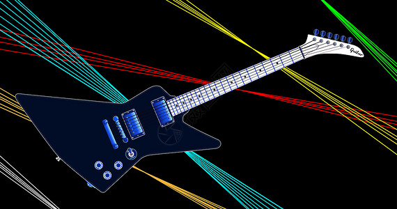 现代电吉他加拉器岩石横梁激光金属艺术品流行音乐绘画乐器探险家艺术背景图片