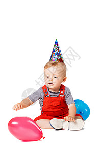 粉色半袖的男孩带气球的男孩婴儿白色男生童年粉色金发乐趣男性快乐喜悦幸福背景