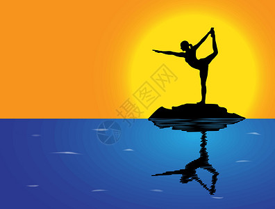 科尔特斯海瑜伽舞者波斯海背景插画