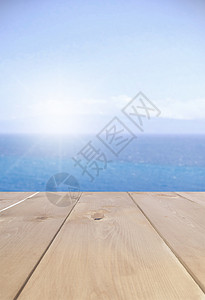 海海背景假期海岸木板地面海洋码头人行道木头广告蓝色背景图片